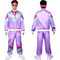 Pikkukuva 3 / 7: 80-luvun unisex-asu retro-verryttelypuku 90-luvun hip hop -asut asusetti juhlaleluja Purple L