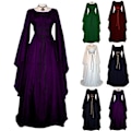 Pikkukuva 2 / 3: Naisten goottilainen pitkähihainen noitapuku Halloween-cosplay-asu navy bule M