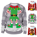 Miniatyrbillede 3 af 4: Grim Julesweater Sjov 3D Sweater Langærmet Pullover til Kvinder Mænd B XL