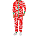 Miniatyrbillede 1 af 3: Herre Julepyjamas Juleprint Hætte Jumpsuit Pyjamas Jumpsuit Loungewear Tøj Lynlås F L