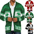 Miniatyrbilde 3 av 5: Herre Cardigan Stygge Julegensere Reinsdyr Snøfnugg Strikket Genser Juletopper Green L