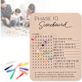 Pikkukuva 2 / 7: Phase 10 Pistetaulu, Puinen Phase 10 Pistetaulu ja Kierrosten Seuranta 8 Värillisellä Tapilla, Klassiset Perhe- ja Aikuisten Korttipelit (1 kpl)