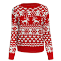Miniatyrbillede 2 af 4: Dame Sweater Juleprint Komfortabel Rund Hals Langærmet Løs Grim Julesweater til Kvinder - Gaver til Kvinder Red M
