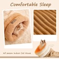 Miniatyrbild 5 av 7: Vintervarm Sovsäck för Katter Mjuk Plysch Katthideout Snuggle Sack Katthåla Säng för Innekatter Brown M