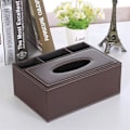 Miniatyrbild 3 av 5: Klassisk Tissue Box-överdrag i PU-läder, Rektangulär Multifunktionell Organizer För Hemmakontor Bil Restaurangdekor