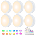 Pikkukuva 1 / 6: 6 kaapin lamppu, 13 väriä langaton RGB LED-yövalo, portaiden valo, langaton LED-pelivalo, 2 kaukosäätimellä