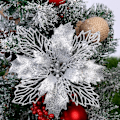 Miniatyrbild 4 av 5: Utsökta glitterjulstjärneblommor, glittriga konstgjorda julblommor, elegant dekor för din festliga säsong, heminredning, julkrans