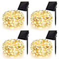 Miniatyrbillede 1 af 8: 4 grupper af solfeér, varmt hvidt, 100 LED solstrenglamper, udendørs vandtæt, 8-mode kobbertråd sol julelys