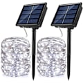 Pikkukuva 1 / 6: Aurinkokäyttöiset jouluvalot 2 pakkausta 22m 200 LED 8 tilaa Vedenpitävä IP65 Välkkyvä valaistus Sisä- ja ulkotilojen jouluvalot Auto