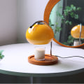 Miniatyrbillede 2 af 8: Aroma Voks Smeltelampe Retro Træ Opbevaringsbakke Glas Lys Varmer Lampe Soveværelse Sengebord Ambient Bordlampe EU 220V