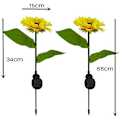 Miniatyrbillede 7 af 8: Solcelledrevet LED-solsikke til udendørs havebelysning, (2 stk.) IP65 vandtæt lampe, automatisk opladning af solcellelamper til haven, store realistiske blomster