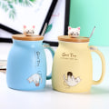 Miniatyrbilde 3 av 5: 450 ml tegneserie keramikk katt krus med lokk og skje kaffe melk te