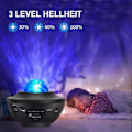 Miniatyrbilde 6 av 6: Stjerne LED-projektor Stjerne Galaxy-projektorlampe 21 lysmoduser 360 ° roterende bølge Bluetooth-høyttalerboks timer