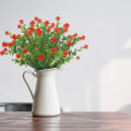 Miniatyrbillede 5 af 7: 4 stk. kunstige planter, kunstige falske blomster plast grønt buske til indendørs og udendørs, kontor, have, rød