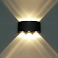 Miniatyrbillede 1 af 5: 6W LED indendørs væglampe i aluminium, moderne væglampe op og ned spotlampe til stue soveværelse hall trappe gangsti (varm hvid) - sort