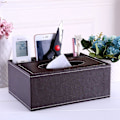 Miniatyrbild 5 av 5: Klassisk Tissue Box-överdrag i PU-läder, Rektangulär Multifunktionell Organizer För Hemmakontor Bil Restaurangdekor