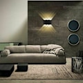 Miniatyrbillede 4 af 5: 6W LED indendørs væglampe i aluminium, moderne væglampe op og ned spotlampe til stue soveværelse hall trappe gangsti (varm hvid) - sort