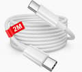 iPhone 15/16/17 Pro, Plus, Max, Air – Flätad USB-C till USB-C laddningskabel 2 meter (även kompatibel med S24/S25)