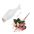 Miniatyrbillede 2 af 2: Elegant Hvid Fisk Formet Keramisk Væghængt Plantepotte Vase Dekoration (Vase med Blomst)