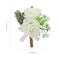 Miniatyrbillede 1 af 2: 4 stk. Hvide Bryllupscorsager Boutonniere Armbånd Håndlavet Brud Groomsman Brosche Pin Blomst