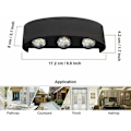Miniatyrbillede 3 af 5: 6W LED indendørs væglampe i aluminium, moderne væglampe op og ned spotlampe til stue soveværelse hall trappe gangsti (varm hvid) - sort