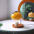 Miniatyrbillede 6 af 8: Aroma Voks Smeltelampe Retro Træ Opbevaringsbakke Glas Lys Varmer Lampe Soveværelse Sengebord Ambient Bordlampe EU 220V
