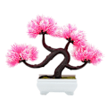 Pikkukuva 2 / 2: Keinotekoinen ruukkukasvi sisustukseen, Bonsai-puu mäntyruukussa kotiin ja toimistoon (vaaleanpunainen)