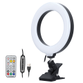 Miniatyrbillede 5 af 8: 16 cm LED USB-cirkellys RGB-ringlys med klemmeholder til selfie-live-makeup