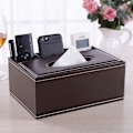 Miniatyrbild 4 av 5: Klassisk Tissue Box-överdrag i PU-läder, Rektangulär Multifunktionell Organizer För Hemmakontor Bil Restaurangdekor