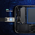 Miniatyrbild 3 av 5: EcoCharge Elite: Transparent Skaldesign Snabbladdning & Synkroniseringskabel, 2-i-1 Design USB Typ C 3A Laddning Och Dataöverföring, Verklig Snabbladdning, 3m