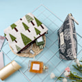 Miniatyrbillede 4 af 5: 4 stk. kosmetiktasker i lærred, multifunktionelle rejsepunge i lærred, toilettasker med tryk og lynlås