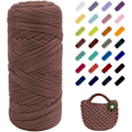 Miniatyrbillede 1 af 5: 400g Elastisk Stof Garn til Strikning af T-shirt, Tykt Hæklegarn, til Hækling af Tasker/Kurve/Tæpper, DIY Håndværk brown