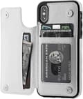 Iphone Xs Iphone X Lommebok Etui Med Kortholder, Dobbel Magnetisk Lås - Hvit