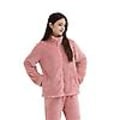 Miniatyrbild 1 av 5: Kvinnors fluffiga pyjamas set kvarts dragkedja fleece 2 delar Sherpa pullover byxor set fuzzy sovkläder, rosa S (80 catties - 110 catties)