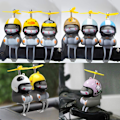 Pikkukuva 5 / 5: Pyöränkello valolla ja kypärällä - söpö eläinpyörän torvi, kojelaudan koristelelu moottoripyörän pyörän kellot kumikoristeet Duck helmet mouse
