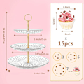 Miniatyrbillede 3 af 5: 3-lags kageopsats, rund gul cupcake-udstillingsstand, klare akryl dessert-frugtplader, eftermiddagste-opsatser til festbryllup