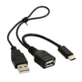 Pikkukuva 1 / 5: USB 3.1 Type-C - USB 2.0 Naaras OTG-datakaapeli lisävirtalähteellä - Musta