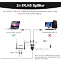Miniatyrbillede 4 af 5: RJ45 Splitter Adapter, RJ45 Kobling, LAN RJ45 Ethernet Splitter 1 til 2 Kabel Adapter, Splitter Adapter