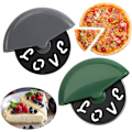 Miniatyrbilde 1 av 5: 2 stk. rund pizzakutter, utskåret kjærlighetsdesign, rustfritt stål hjulskjærer, multifunksjonell pizzakutter