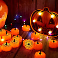 Pikkukuva 2 / 5: Kurpitsatuikku 12 kpl Välkkyvät LED-kurpitsavalot paristokäyttöisillä liekittömillä kurpitsatuikkukynttilöillä Halloweeniin ja teemajuhliin