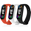 Miniatyrbild 1 av 6: Rem för Xiaomi Mi Band 7, 3 st silikonersättningsarmband justerbart sportarmband svart+vit+röd