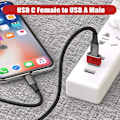 Miniatyrbild 2 av 5: USB till USB-C Adapter för Apple iPhone 16 ProMax Laddare Adapter 3-pack, Typ C Hona till USB A Hane Kabelkontakt för iPhone 15 14 13 12 11