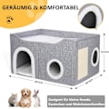 Miniatyrbild 3 av 5: Kattsäng för inomhuskatter, hopfällbar katthust med kubformade kattsängar - Stor mjuk katthåla med klösbräda, täckt katt