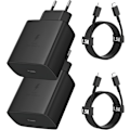 Miniatyrbillede 1 af 5: 45W USBC Hurtigoplader Android Telefonoplader med Type-C Kabel til Samsung Galaxy S24 S23 S22 S21 Ultra/ A53 A54/A73/note/iphone15/ipad 2PC,black 2m data cable