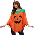 Halloween Pumpa Poncho Dam Kostym Vuxen
