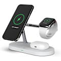 Miniatyrbild 1 av 5: 3-i-1 Trådlös Laddare 15W Snabb Trådlös Laddningsstation för iPhone 16/15/14/13/12, Apple Watch och AirPods Flera Enheter