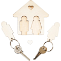 Miniatyrbillede 1 af 5: Nøglering i træ til par - Julegave til par - Gaveidé til housewarming - Nøglering til kvinder Jubilæumsgaver til par