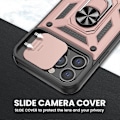 Pikkukuva 2 / 5: Yhteensopiva iPhone 13 Pro Max 6,7 tuuman 2021 -kotelo, jalustakotelo liukuvalla kameran suojuksella, sisäänrakennettu 360 kääntyvä rengaspidike magneettikotelo, punainen