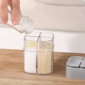Miniatyrbild 4 av 5: 2 st krydddispenser, 4 i 1 kryddburkar fyrkantiga, grå plast kvantitativ kryddströare, för grillförvaring, kryddburk
