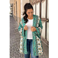 Miniatyrbild 2 av 5: Kimono Cardigan för Dam Bohemisk Blommig Tryck Strandöverdrag 3/4 Ärm Chiffong Bikini Sarong Sjal Toppar Style 2 M
